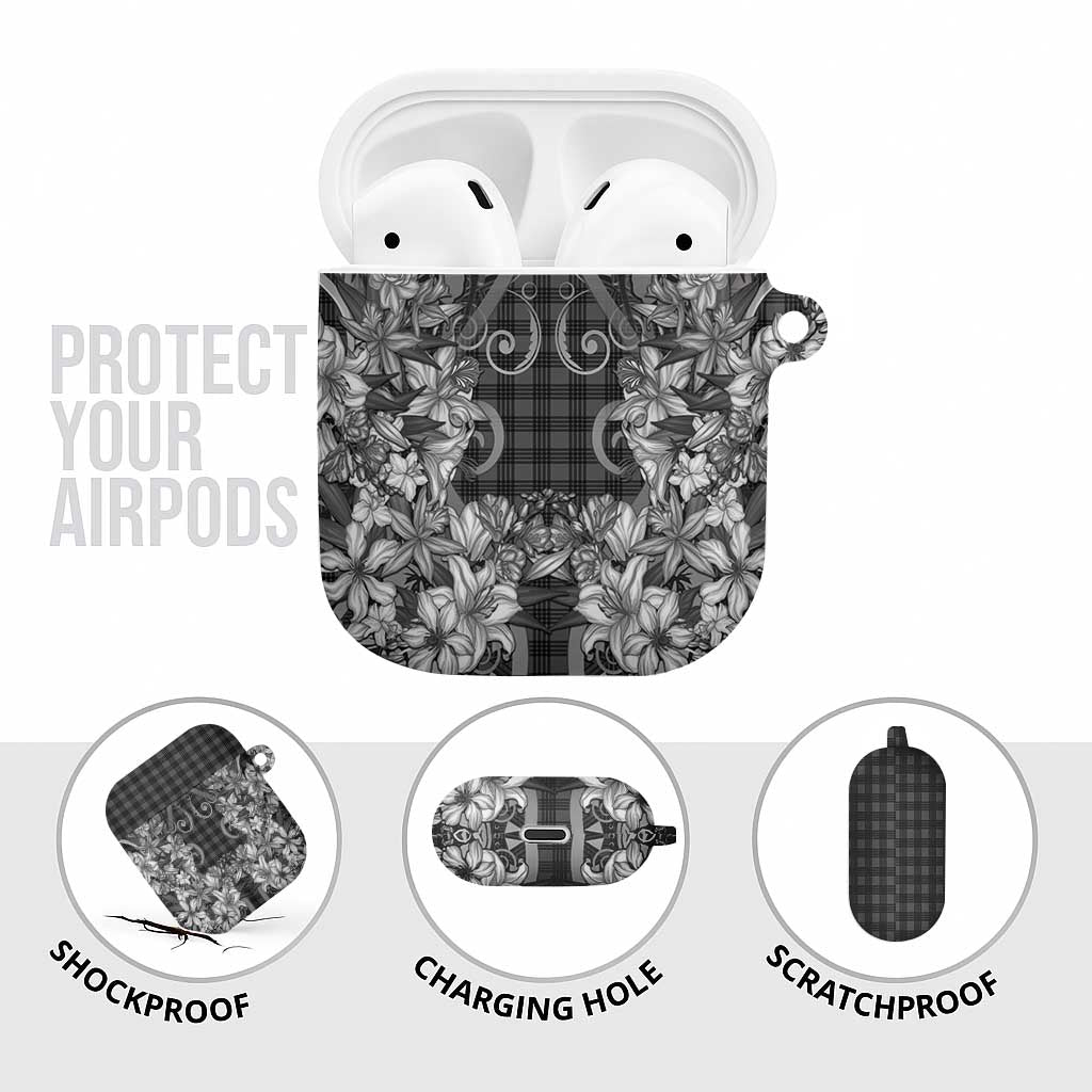 Hawaii Palaka AirPods Case Black Tribal Pattern With Tropical Flowers LT05 - Polynesian Pride