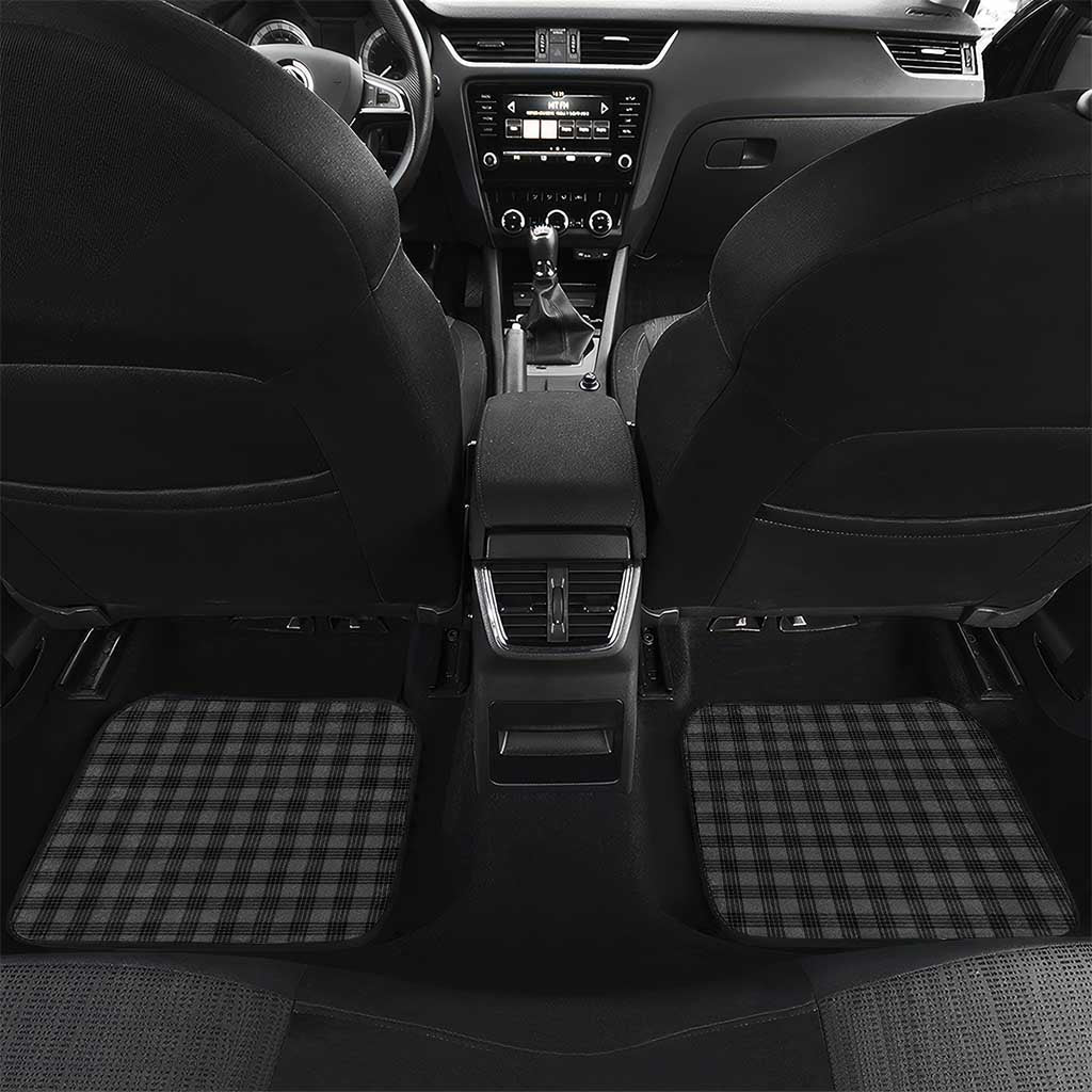 Hawaii Palaka Car Mats Black Tribal Pattern With Tropical Flowers - Polynesian Pride
