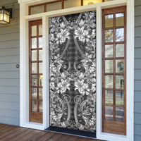 Hawaii Palaka Door Cover Black Tribal Pattern With Tropical Flowers LT05 - Polynesian Pride