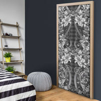 Hawaii Palaka Door Cover Black Tribal Pattern With Tropical Flowers LT05 - Polynesian Pride