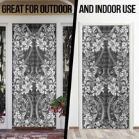 Hawaii Palaka Door Cover Black Tribal Pattern With Tropical Flowers LT05 - Polynesian Pride