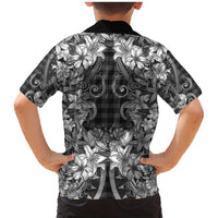 Hawaii Palaka Family Matching Mermaid Dress and Hawaiian Shirt Black Tribal Pattern With Tropical Flowers LT05 - Polynesian Pride