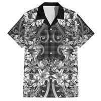 Hawaii Palaka Family Matching Off Shoulder Short Dress and Hawaiian Shirt Black Tribal Pattern With Tropical Flowers LT05 Dad's Shirt - Short Sleeve Black - Polynesian Pride