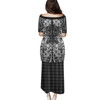 Hawaii Palaka Family Matching Puletasi and Hawaiian Shirt Black Tribal Pattern With Tropical Flowers LT05 - Polynesian Pride