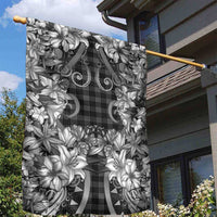 Hawaii Palaka Garden Flag Black Tribal Pattern With Tropical Flowers LT05 - Polynesian Pride