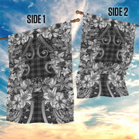 Hawaii Palaka Garden Flag Black Tribal Pattern With Tropical Flowers LT05 - Polynesian Pride