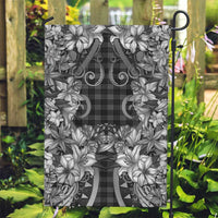 Hawaii Palaka Garden Flag Black Tribal Pattern With Tropical Flowers LT05 Garden Flag Black - Polynesian Pride