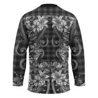 Hawaii Palaka Hockey Jersey Black Tribal Pattern With Tropical Flowers - Polynesian Pride