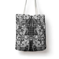 Hawaii Palaka Tote Bag Black Tribal Pattern With Tropical Flowers LT05 - Polynesian Pride