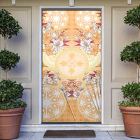 Hawaii Peach Palaka Door Cover With Tapa Pattern Tropical Flowers LT05 Peach - Polynesian Pride