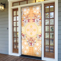 Hawaii Peach Palaka Door Cover With Tapa Pattern Tropical Flowers LT05 - Polynesian Pride