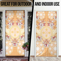 Hawaii Peach Palaka Door Cover With Tapa Pattern Tropical Flowers LT05 - Polynesian Pride