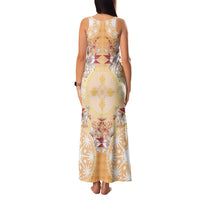 Hawaii Peach Palaka Family Matching Tank Maxi Dress and Hawaiian Shirt With Tapa Pattern Tropical Flowers LT05 - Polynesian Pride