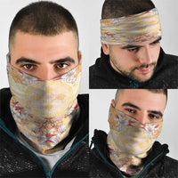 Hawaii Peach Palaka Neck Gaiter With Tapa Pattern Tropical Flowers - Polynesian Pride