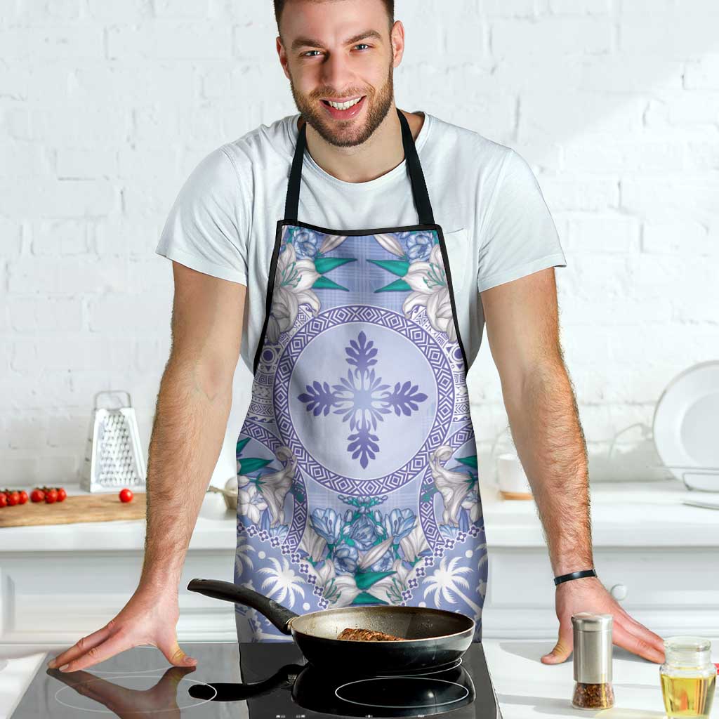 Hawaii Violet Palaka Apron With Tapa Pattern Tropical Flowers - Polynesian Pride