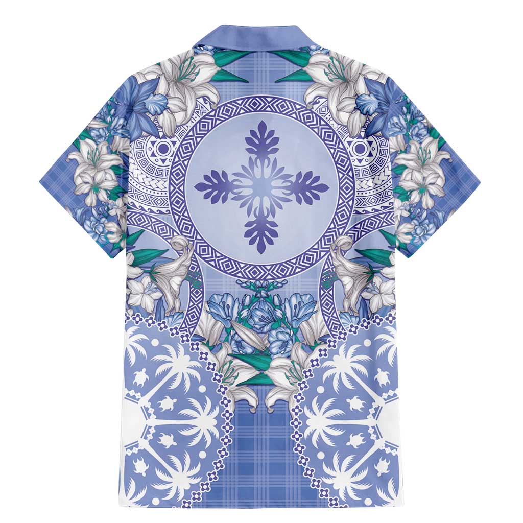 Hawaii Violet Palaka Family Matching Mermaid Dress and Hawaiian Shirt With Tapa Pattern Tropical Flowers LT05 - Polynesian Pride