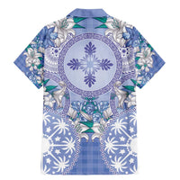 Hawaii Violet Palaka Family Matching Mermaid Dress and Hawaiian Shirt With Tapa Pattern Tropical Flowers LT05 - Polynesian Pride