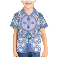 Hawaii Violet Palaka Family Matching Mermaid Dress and Hawaiian Shirt With Tapa Pattern Tropical Flowers LT05 Son's Shirt Violet - Polynesian Pride