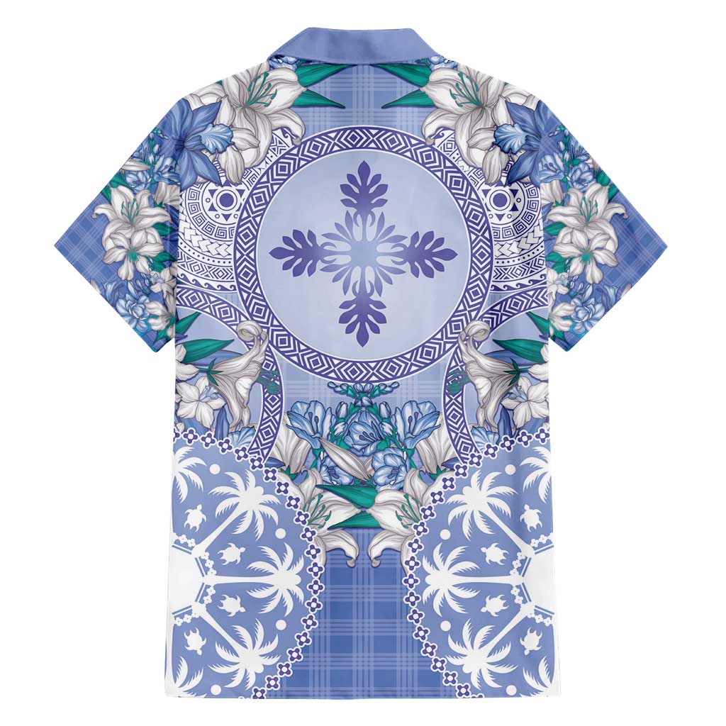 Hawaii Violet Palaka Family Matching Short Sleeve Bodycon Dress and Hawaiian Shirt With Tapa Pattern Tropical Flowers LT05 - Polynesian Pride