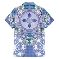 Hawaii Violet Palaka Family Matching Summer Maxi Dress and Hawaiian Shirt With Tapa Pattern Tropical Flowers LT05 - Polynesian Pride