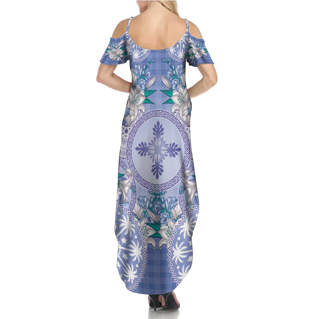 Hawaii Violet Palaka Family Matching Summer Maxi Dress and Hawaiian Shirt With Tapa Pattern Tropical Flowers LT05 - Polynesian Pride