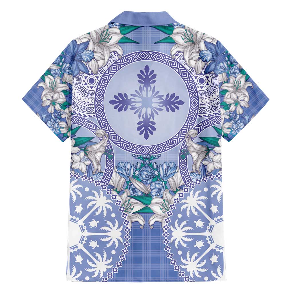 Hawaii Violet Palaka Family Matching Tank Maxi Dress and Hawaiian Shirt With Tapa Pattern Tropical Flowers LT05 - Polynesian Pride