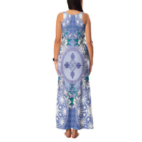 Hawaii Violet Palaka Family Matching Tank Maxi Dress and Hawaiian Shirt With Tapa Pattern Tropical Flowers LT05 - Polynesian Pride