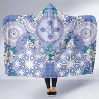 Hawaii Violet Palaka Hooded Blanket With Tapa Pattern Tropical Flowers LT05 One Size Violet - Polynesian Pride