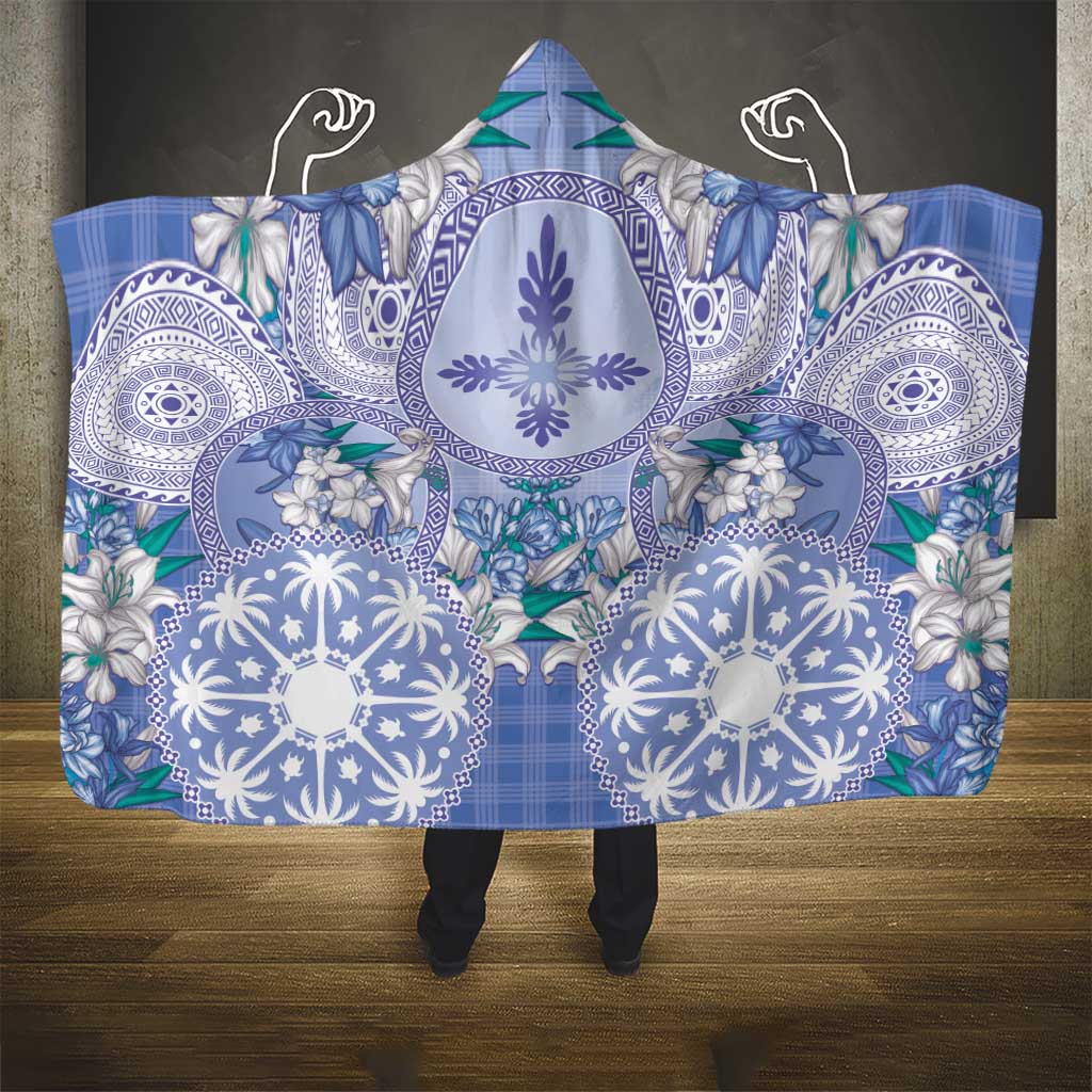 Hawaii Violet Palaka Hooded Blanket With Tapa Pattern Tropical Flowers LT05 - Polynesian Pride