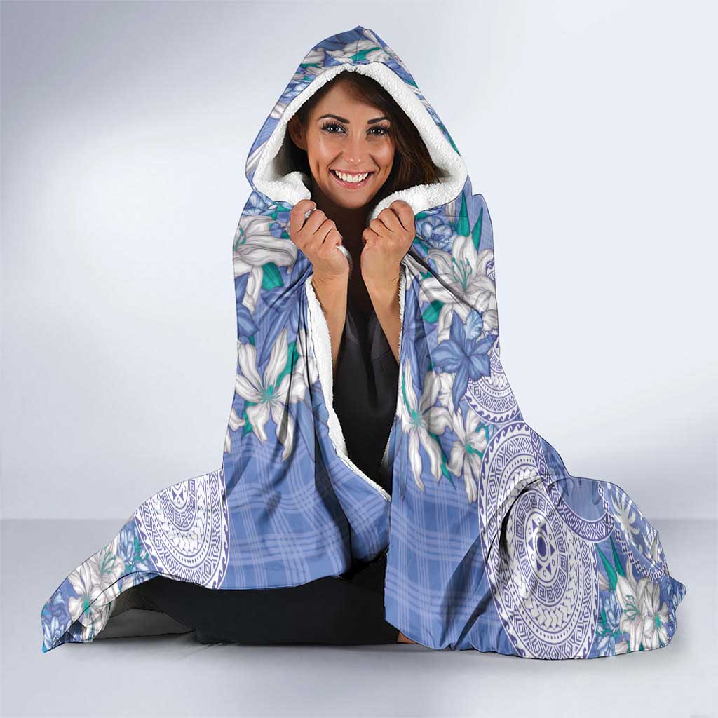 Hawaii Violet Palaka Hooded Blanket With Tapa Pattern Tropical Flowers LT05 - Polynesian Pride