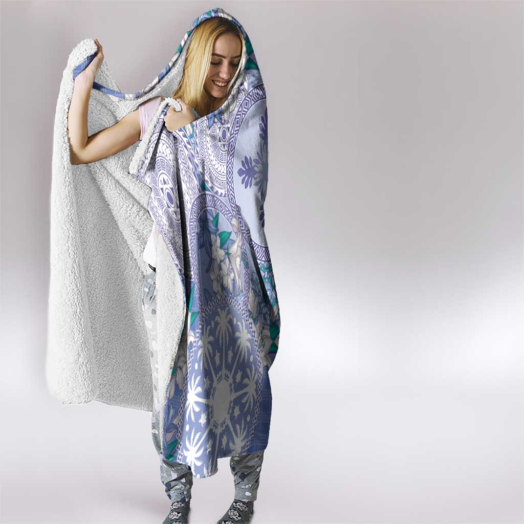 Hawaii Violet Palaka Hooded Blanket With Tapa Pattern Tropical Flowers LT05 - Polynesian Pride