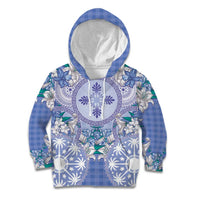 Hawaii Violet Palaka Kid Hoodie With Tapa Pattern Tropical Flowers LT05 Hoodie Violet - Polynesian Pride