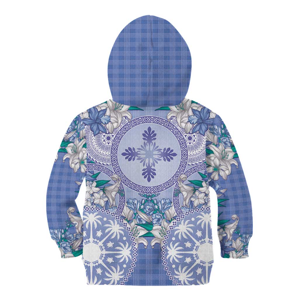 Hawaii Violet Palaka Kid Hoodie With Tapa Pattern Tropical Flowers LT05 - Polynesian Pride