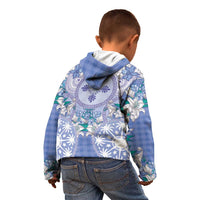 Hawaii Violet Palaka Kid Hoodie With Tapa Pattern Tropical Flowers LT05 - Polynesian Pride
