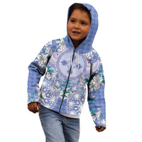 Hawaii Violet Palaka Kid Hoodie With Tapa Pattern Tropical Flowers LT05 - Polynesian Pride