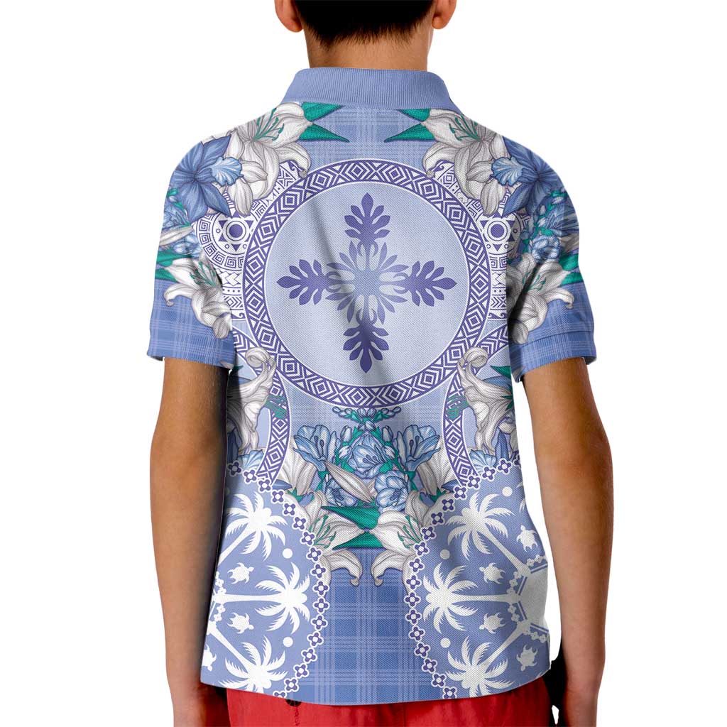 Hawaii Violet Palaka Kid Polo Shirt With Tapa Pattern Tropical Flowers LT05 - Polynesian Pride