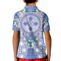 Hawaii Violet Palaka Kid Polo Shirt With Tapa Pattern Tropical Flowers LT05 - Polynesian Pride