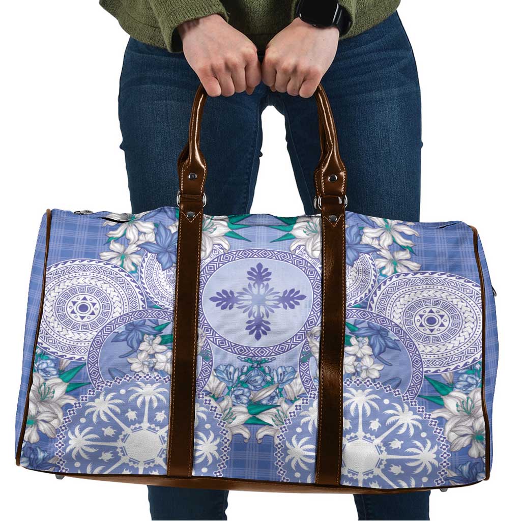 Hawaii Violet Palaka Travel Bag With Tapa Pattern Tropical Flowers LT05 Violet - Polynesian Pride