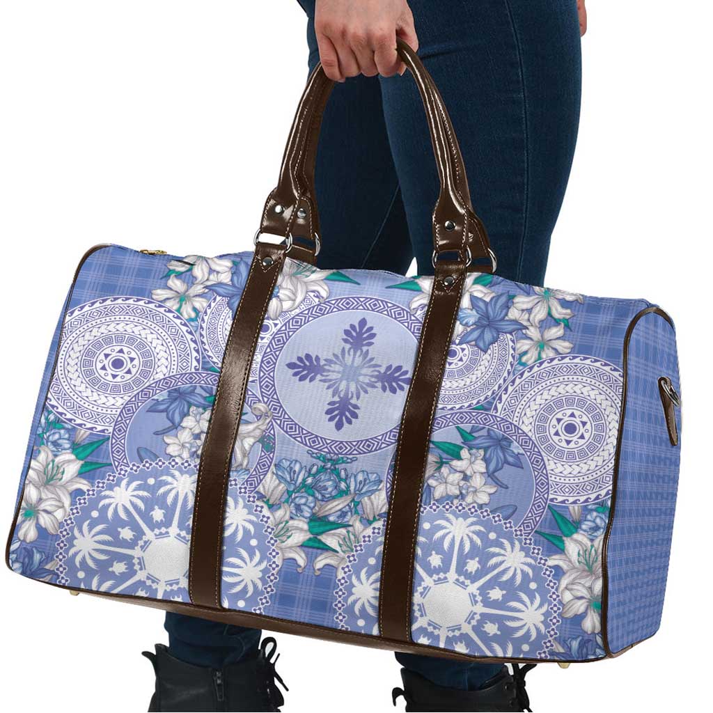 Hawaii Violet Palaka Travel Bag With Tapa Pattern Tropical Flowers LT05 - Polynesian Pride