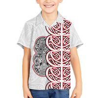 Aotearoa New Zealand Family Matching Summer Maxi Dress and Hawaiian Shirt Maori Marae Pattern Tiki LT05 Son's Shirt White - Polynesian Pride
