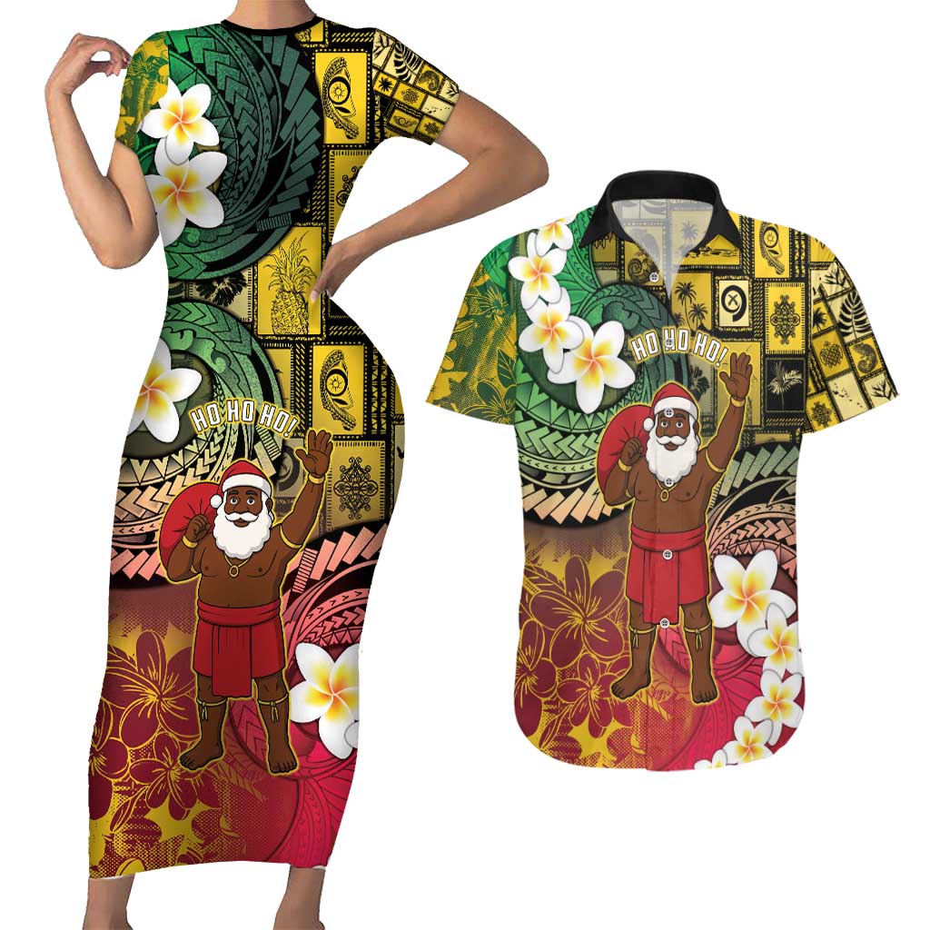 Vanuatu Christmas Couples Matching Short Sleeve Bodycon Dress and Hawaiian Shirt Ni-Van Santa Retro Style LT05 Colorful - Polynesian Pride