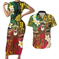 Vanuatu Christmas Couples Matching Short Sleeve Bodycon Dress and Hawaiian Shirt Ni-Van Santa Retro Style LT05 Colorful - Polynesian Pride