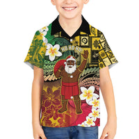 Vanuatu Christmas Family Matching Long Sleeve Bodycon Dress and Hawaiian Shirt Ni-Van Santa Retro Style LT05 Son's Shirt Colorful - Polynesian Pride