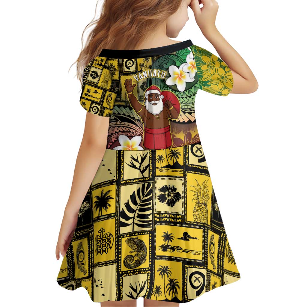 Vanuatu Christmas Family Matching Off Shoulder Short Dress and Hawaiian Shirt Ni-Van Santa Retro Style LT05 - Polynesian Pride