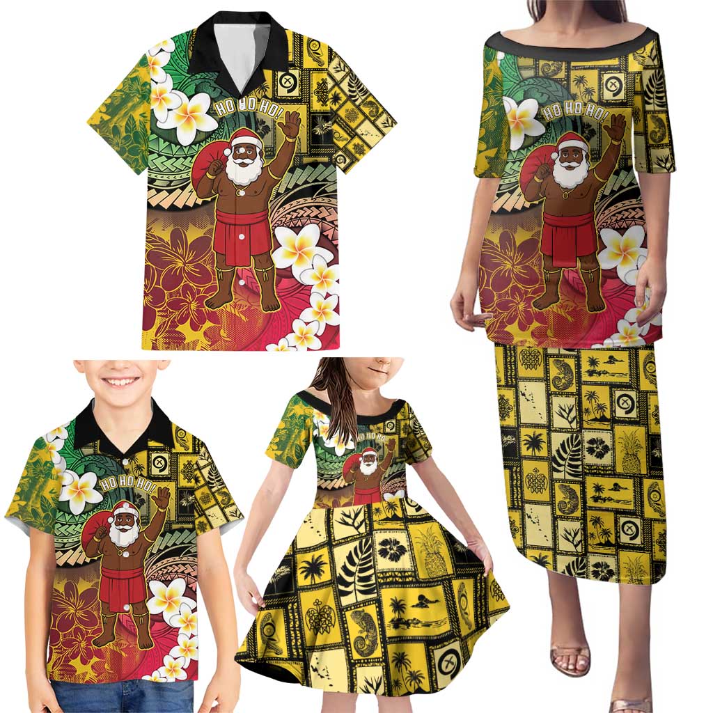 Vanuatu Christmas Family Matching Puletasi and Hawaiian Shirt Ni-Van Santa Retro Style LT05 - Polynesian Pride