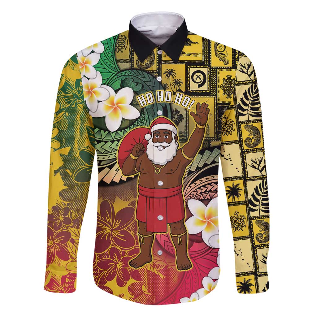 Vanuatu Christmas Family Matching Puletasi and Hawaiian Shirt Ni-Van Santa Retro Style LT05 Dad's Shirt - Long Sleeve Colorful - Polynesian Pride