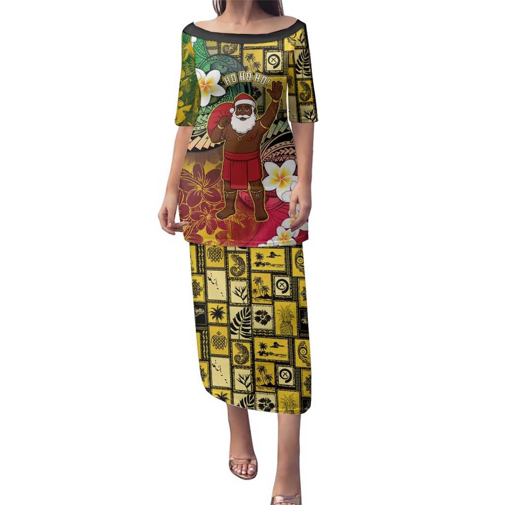 Vanuatu Christmas Family Matching Puletasi and Hawaiian Shirt Ni-Van Santa Retro Style LT05 Mom's Dress Colorful - Polynesian Pride