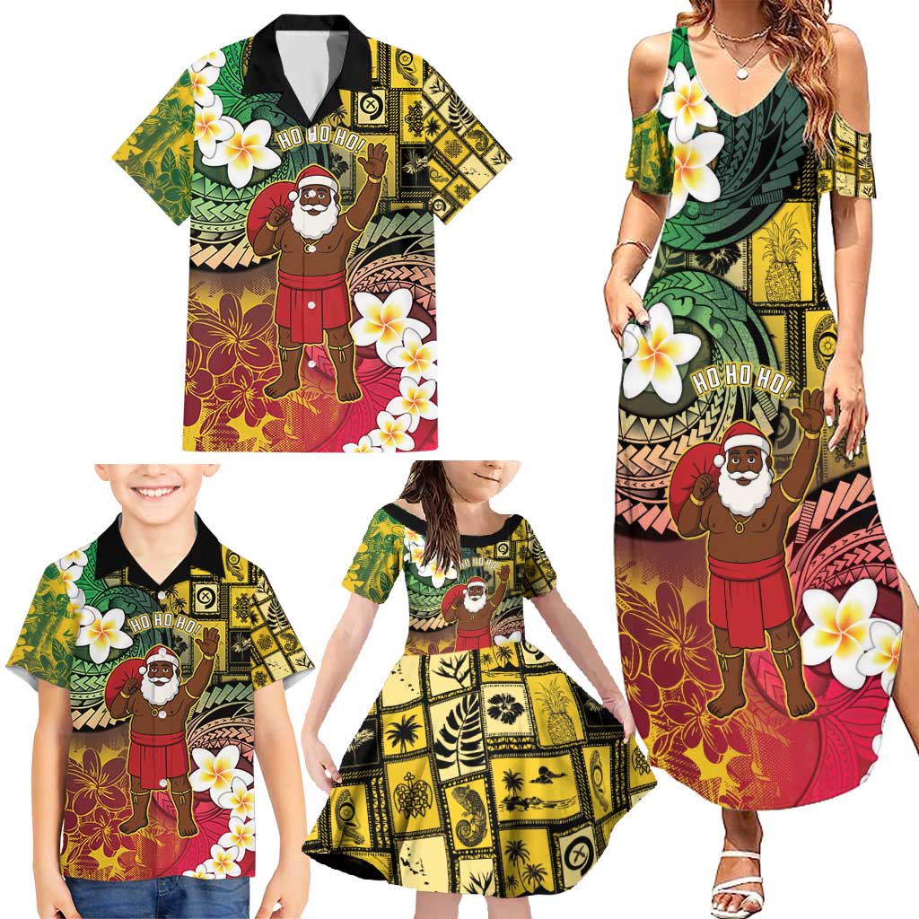Vanuatu Christmas Family Matching Summer Maxi Dress and Hawaiian Shirt Ni-Van Santa Retro Style LT05 - Polynesian Pride