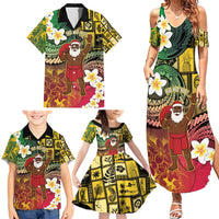 Vanuatu Christmas Family Matching Summer Maxi Dress and Hawaiian Shirt Ni-Van Santa Retro Style LT05 - Polynesian Pride