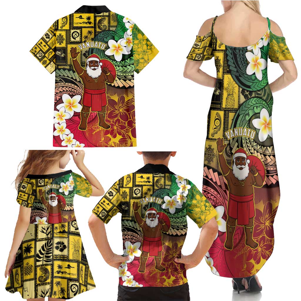 Vanuatu Christmas Family Matching Summer Maxi Dress and Hawaiian Shirt Ni-Van Santa Retro Style LT05 - Polynesian Pride